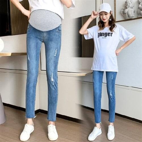 808# Maternity pants Spring Autumn Maternity Jeans Belly Support Pants Support Abdomen Elastic Waist Maternity Trousers