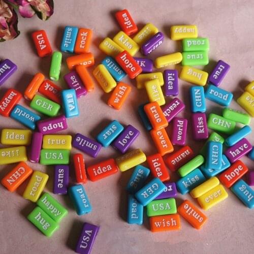 5*8*15mm Handmade rectangle Colorful Alphabet/Letter Acrylic Beads for DIY Bracelet Necklace Random letter Gift 50pcs