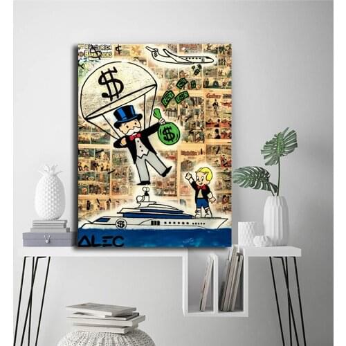 Alec Monopolyingly Parachuting From Jet Onto Richies Yacht Poster Painting Canvas Street Art Wall Decoration Pictures Decor