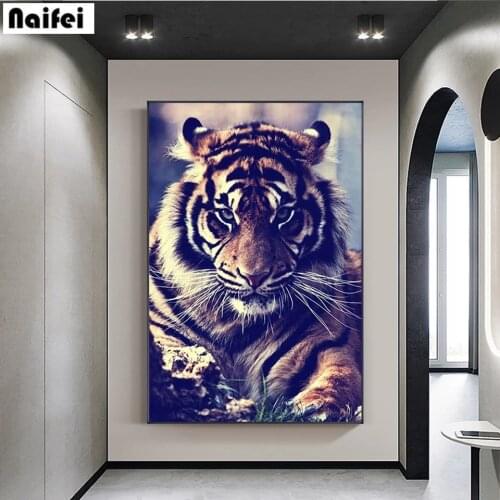 5D DIY Full Square Round Diamond Painting Tiger Diamond Embroidery Animal Cross Stitch Kits Rhinestones Mosaic Wall Art Decor