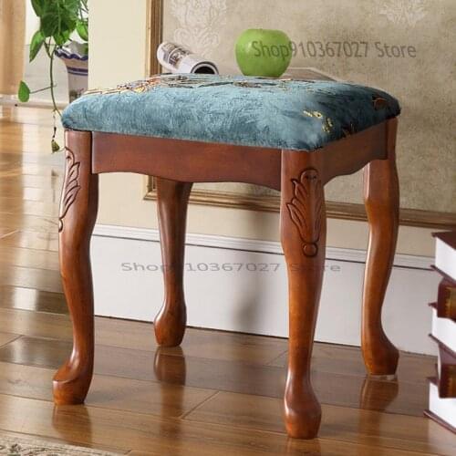 American Solid Wood Dressing Stool Household Piano Piano Stool Guzheng Stool European Style Nail Dressing Table Small Stool