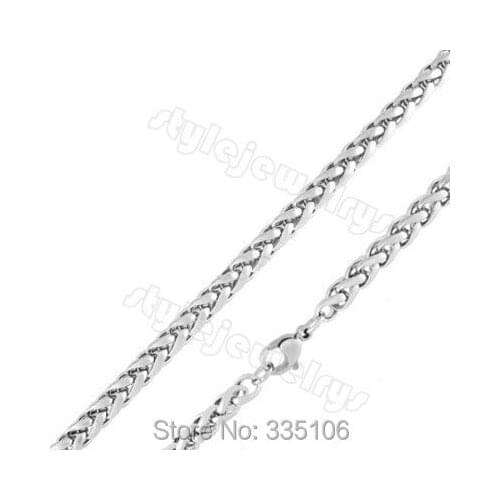 Free shipping! Silver Wheat Style Necklaces Stainless Steel Jewelry Fashion Rope link Chain Necklace Lobster Clasp SCH0010