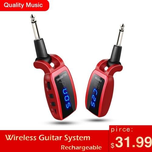 Wireless Guitar System Rechargeable Guitar Transmitter Receiver Set Electric Guitar Bass Pick Up for Guitar Accessories Parts