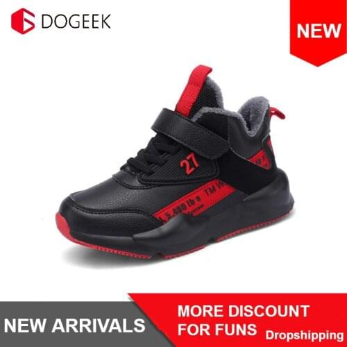 DOGEEK Fashion Children Boots For Boy Autumn Winter New Handmade Comfortable Girls Boots Leather Martin Boys Boots Kids Shoes