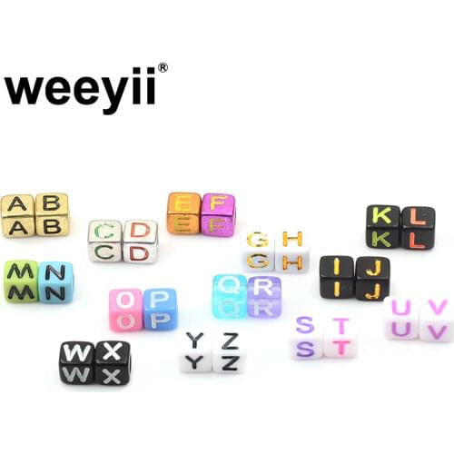 100pcs 6mm Letter Beads Colorful Mix Square Shape 26 Alphabet For Jewelry Charm Making DIY Children Kids Necklace Bracelet
