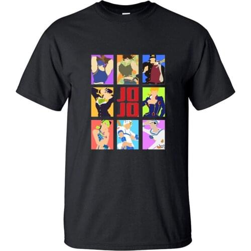 JoJos Bizarre Adventure Japanese Anime Jojo Cotton T Shirt Vintage Cool Ptint T Shirts Retro Funny Short Sleeve Top Men Tshirt