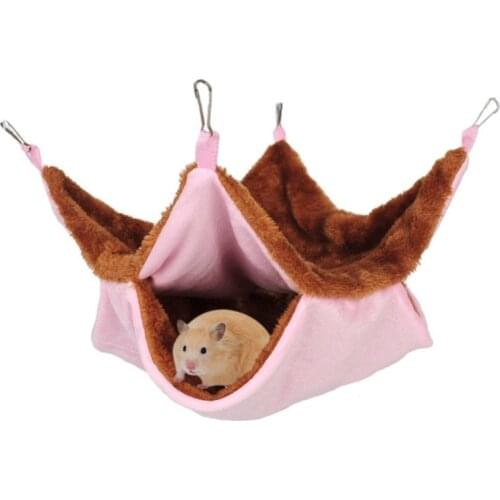 Hamster Hammock Guinea Pig Small Animals Hanging Double Thick Plush Warm Hammock Sleeping Bag Nest Cage Hamster