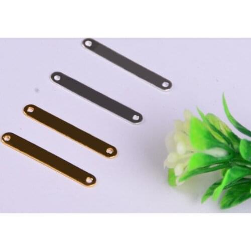 50pcs double hole glossy blank board small hand stamp label connector stick DIY metal bracelet jewelry