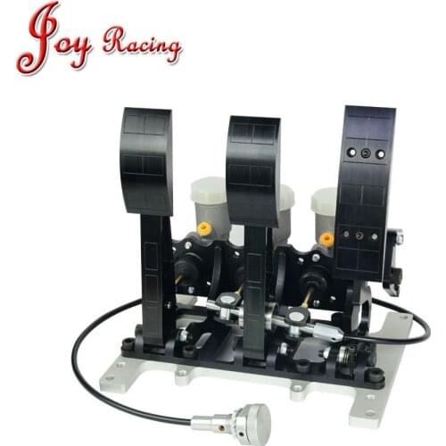 Racing Master cylinder pump Hydraulic Clutch Bias 3-pedal Floor Mounted Aluminum Brake Pedal Box kit with tanks adjuster cable