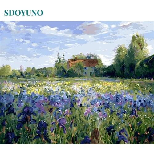 SDOYUNO Paint By Numbers Scenery DIY 60x75cm Oil Painting By Numbers On Canvas Flowers Frameless Number Painting Pictures Decor