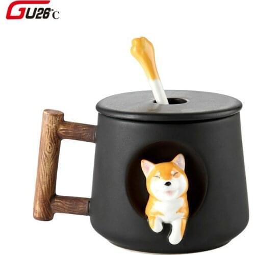 Creative Cartoon 3D Shiba Ceramic Mugs Cute Large Capacity Dog Cups Student Couple Coffee Milk Mug For Friend Gift Cup