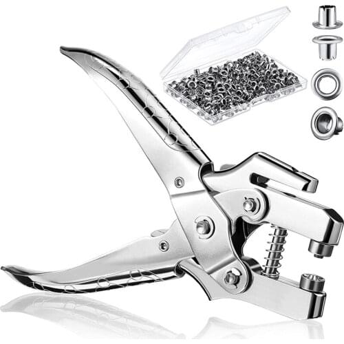 Grommet Eyelet 3/16 Inch Eyelet with 200 Eyelets Easy Press Hollow Grommet Eyelet Setting Tools for Card Paper Leather