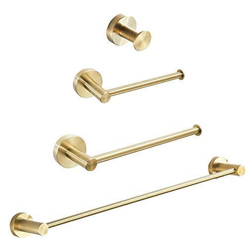 Brushed Gold Bathroom accessories set wall mount Round Base Stainless Steel Roll Paper Holder Bathroom Accessories