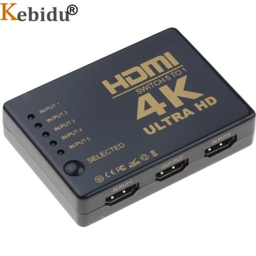 Kebidu 5 Port Mini HDMI-compatible Switch Splitter Switcher Box Selector 3D Format With IR Remote Control For PS3 HD DVD TV