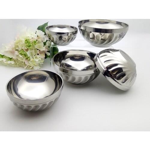 Stainless Steel Bowl Rice Bowl Food Tray Noodles Frutero Bowl Ware Varied Sizes Skid-proof Surface Bol Children Food Tools 1pcs