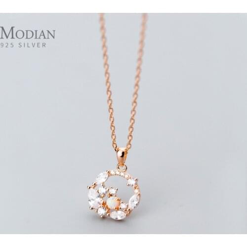 Modian New Luminous CZ Geometric Round Circle 925 Sterling Silver Charm Pendant for Women Link Chain Fine Jewelry 2020 Design