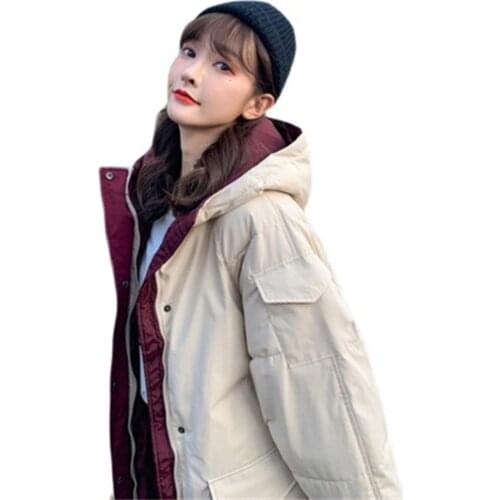 Winter coat women long loose ox horn button down cotton jackets 2020 autumn new Korean fashion thick warmth hooded parkas JD938