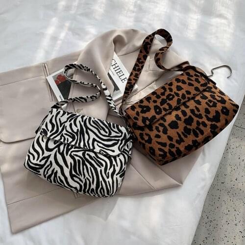 Youth Ladies Simple Versatile Bag Women Zebra Leopard Print Shoulder Underarm Bag Canvas Casual Travel Handbags