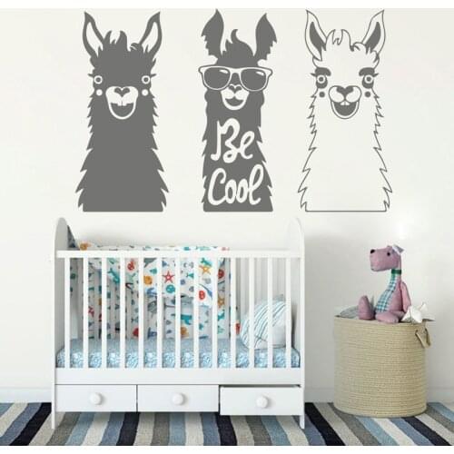 Set Of 3 Llama Wall Decal Animal Alpaca Window Sticker Large Llama Alpacas Pet Zoo Wall Sticker Vinyl Art Mural Kids Room Decor