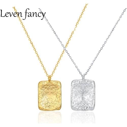 925 Sterling Silver Fine Necklace for Women Fashion Irregular Geometric Square Medal Necklace 2021 Trend Jewelry Real Silver