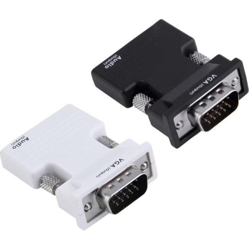 HDMI-compatible Female to VGA Male Converter with 3.5mm AUX Audio Cable Adapter 1080P FHD Video Output for PC Laptop TV Monitor
