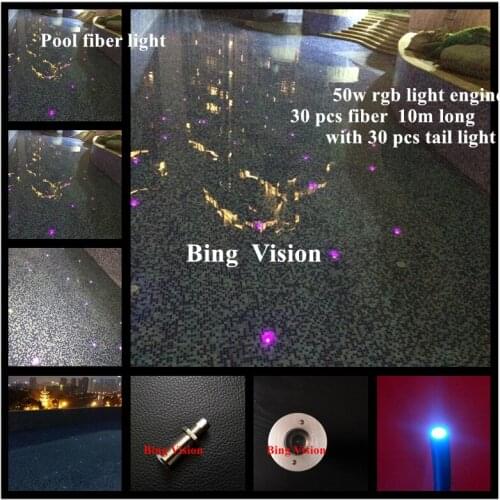 Pool fiber star ceiling kit 50w rgb light engine with end piece fiber crystal tail light