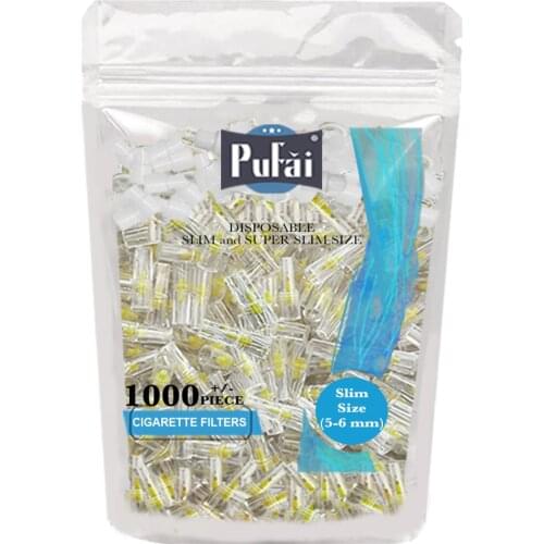 Pufai Slim Super Slim Cigarette Filters Compatible 5mm 6mm Ultra Slim 1000 Piece 1 Pack