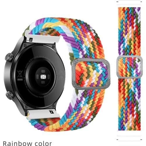 20mm/22mm watch strap for Samsung Galaxy watch 3/active 2/46mm/42mm/Gear S3 Adjustable Braided Solo Loop Huawei GT/2/2e/Pro band