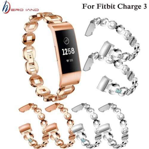 Strap For Fitbit Charge 3 Band Metal Wrist Strap Replacement Silver Bling Rhinestone Bracelet Belt for Fitbit Charge 4 l0506#5