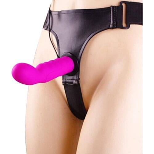 Strap On Dildo Vibrator,Silicone Vibrating Dildo,Adjustable Leather Ultra Harness Vibrating Strapon Pants Lesbian Sex Toys