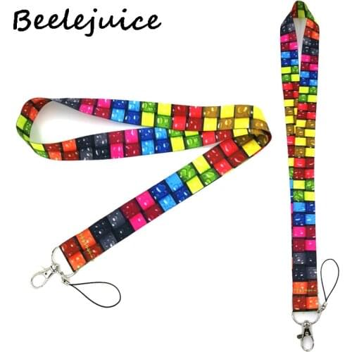 Colorful Stained glass lattice pattern Neck Strap Lanyards badge card holder keychain Phone Strap Gift Ribbon webbing necklace