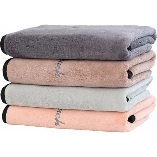 Family Embroidered Bath Towels Cotton Towels Simple Solid Terry Towels Absorbent Drying Bath Beach Towels Washcloth 95*150cm