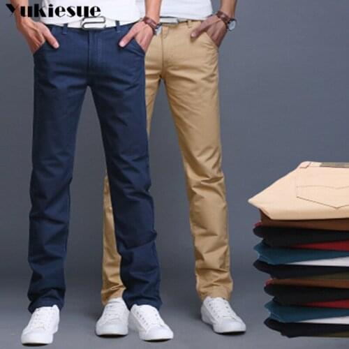 Streetwear New Design Casual Men pants Cotton Slim Pant Straight Trousers Fashion Business Solid Khaki Black Pants Men 28-38