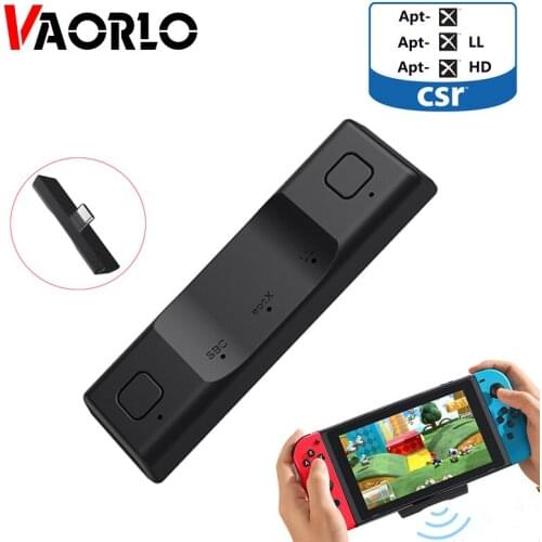 VAORLO USB-C Audio Transmitter For Switch Switch Lite Support APTX SBC Wireless Adapter Fast Connect Stable Transmission