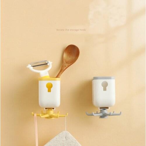 Bathroom Kitchen With Storage Rotating 6 Claw Hook Bedroom Self Adhesive Wall Hanger Organizer Home Decor Key Coat Hook Shelf