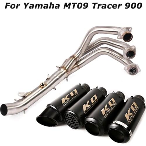 Slip for Yamaha MT09 MT-09 Tracer 900 Motorcycle Whole System Exhaust Escape Tips Muffler Pipe Black Front Header Connect Pipe