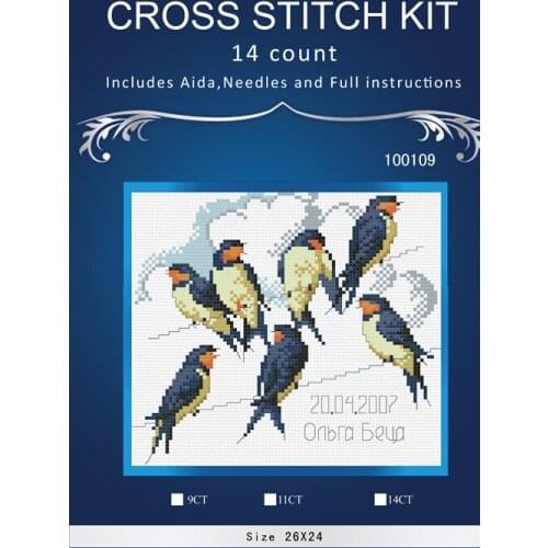 New100109 seven birds Counted Cross Stitch Cartoon Cross Stitch 14CT Cross-Stitch Kit Handmade Embroidery Needlework