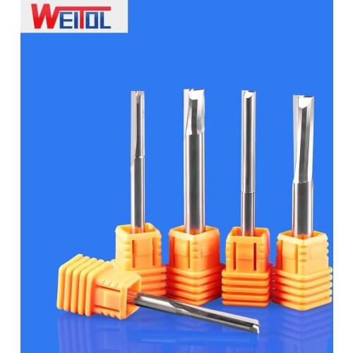 WeiTol 5A 6MM SHK Solid Carbide Two Flutes Straight Bits 2 Flutes Router Bits Wood Cutting Tools