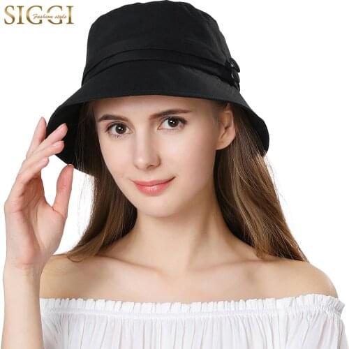 FANCET Womens Summer Bucket Hats UPF50+ UV Cotton Windproof Cord Detachable Packable Soft Sun Hats Casual Gorros Female 89024