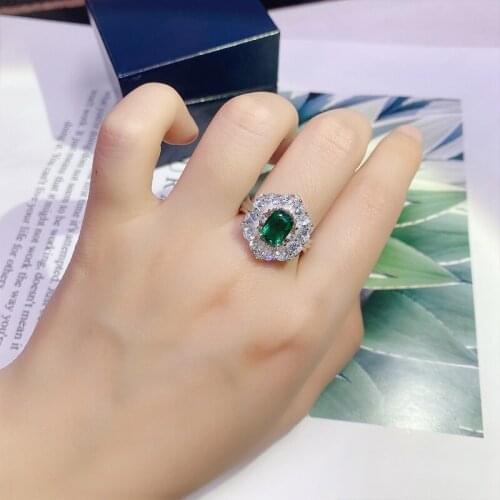 Pirmiana Fashion Real 925 Sterling Silver Ring 1.3ct Lab Grown Emerald Rings Jewelry Women Gifts