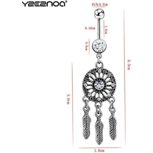 1pc Surgical Steel Navel Button Piercing Pircing Body Piercing Jewelry Dream Catcher Belly Rings Crystal