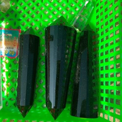 1pcs Natural obsidian polyfaceted double end Vogel inspired crystal rod