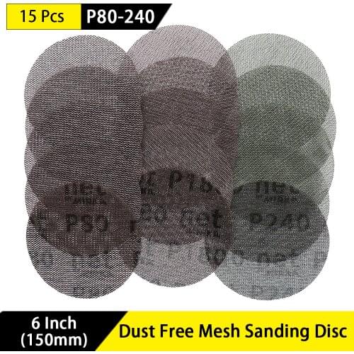 10Pcs Mesh Abrasive Dust Free Sanding Discs 6 Inch 150mm Anti-blocking Dry Grinding Sandpaper 80 to 240 Grit