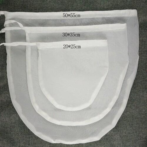 2pcs- 180/95/75micron Reusable Round Corner Food grade Nylon Filter Mesh Bag for Tea Milk Juice Wine Liquid filtering Colanders