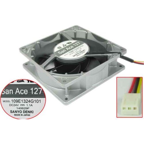 Sanyo Denki 109E1324G101 Server Cooling Fan DC 24V 1.1A 127x127x38mm 3-wire