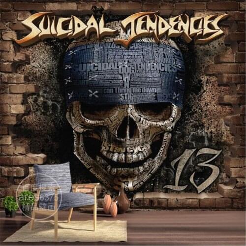 Milofi custom 3D wallpaper retro nostalgic personality 3d stereo brick wall skull rock mural