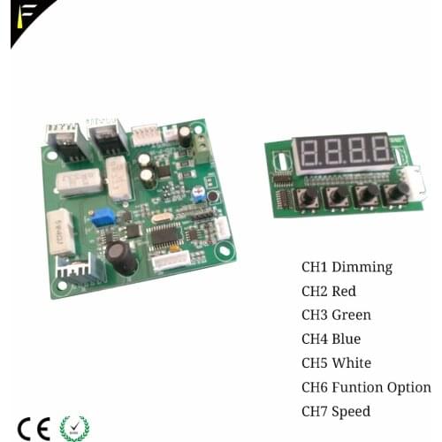 4in1 RGBW 7Channels LED PAR Can Main board Parts CH1 Dimming CH2 Red CH3 Green CH4 Blue CH5 White CH6 FuntionOptional CH7 Speed