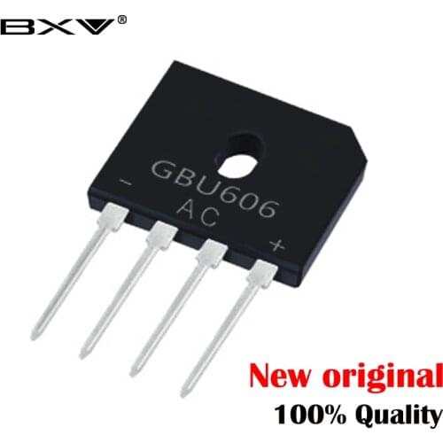 5PCS GBU606 6A 600V in-line rectifier bridge stack flat bridge foot chip