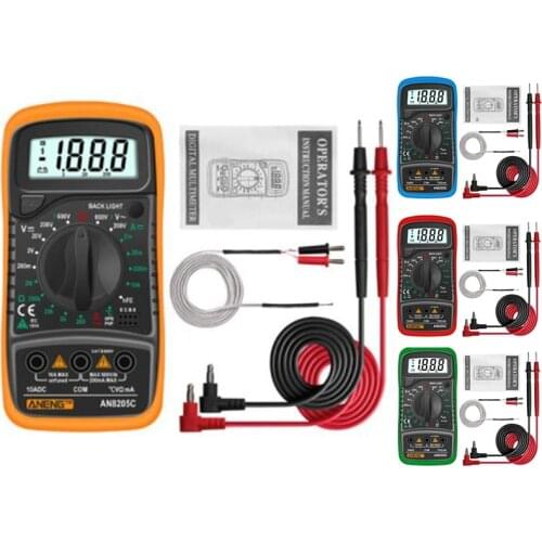 ANENG AN8205C Digital Multimeter AC/DC Ammeter Volt Ohm Tester Portable Multimeter with Thermocouple LCD Backlight