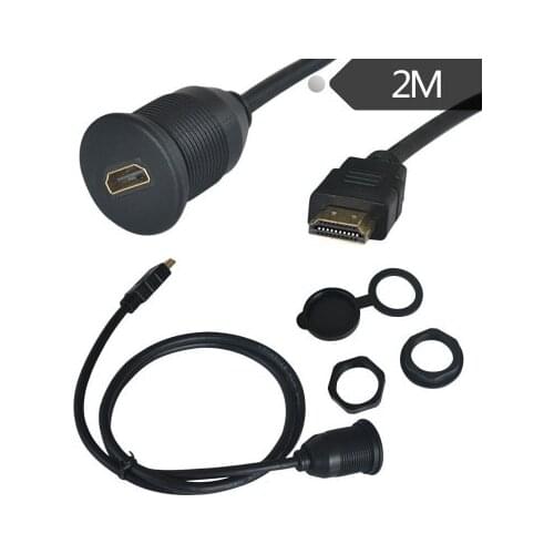 Car Dash Flush Mount HDMI Male to Female Socket Cable Installation Panel Kit